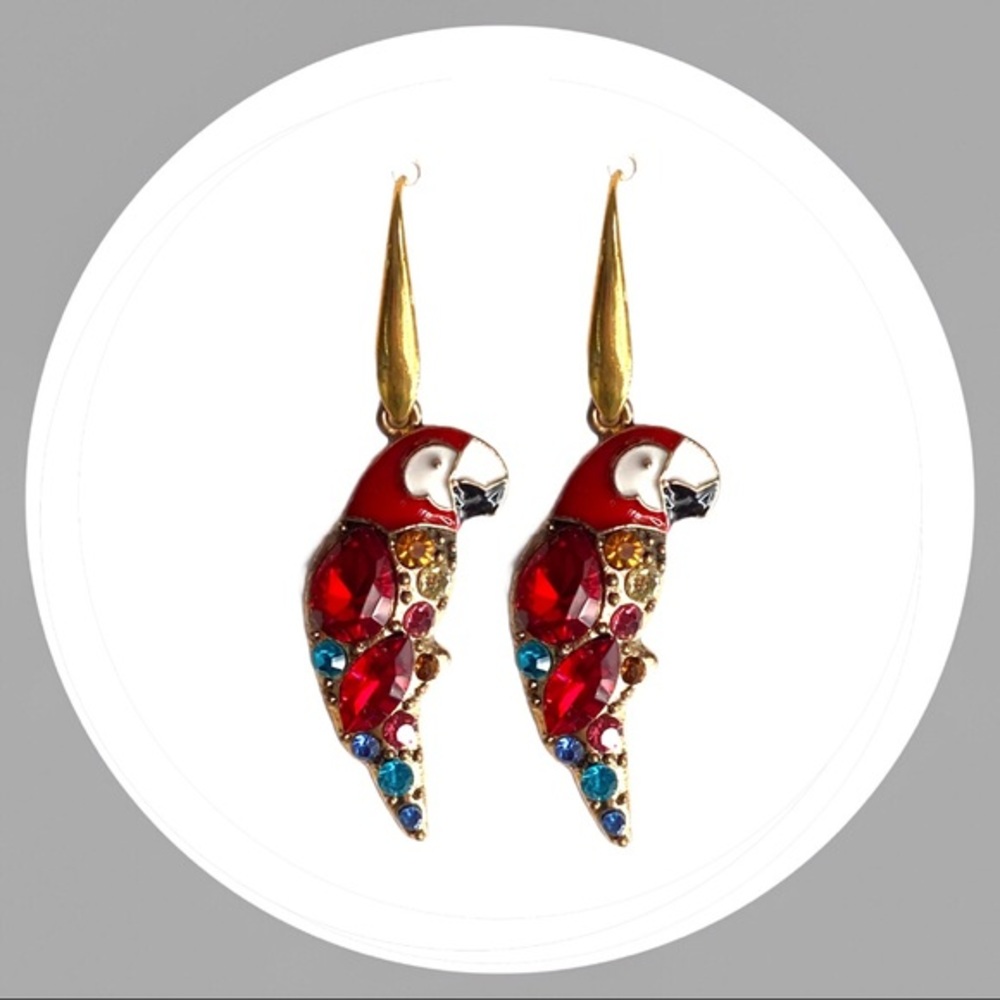 Crystal Parrot Dangle Earrings
